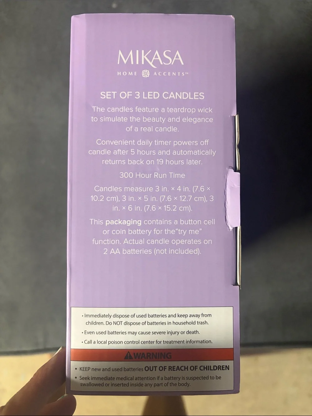 Mikasa Lavender Floral LED Candle Trio in Purple and Green